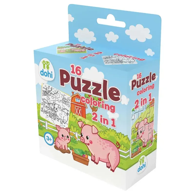 16 Darabos Színezős Puzzle 2 az 1-ben - Malac Rendeld meg most
