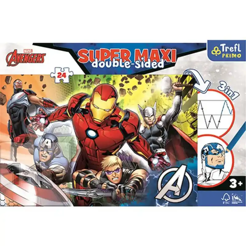 Árengedmény Bosszúállók SuperMaxi kétoldalas 3 az 1-ben puzzle 24db-os