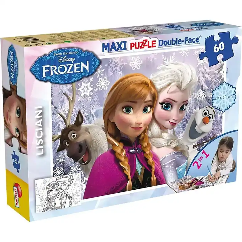 Akció Jégvarázs A testvérek 2 az 1-ben 60db-os maxi puzzle és színező 70x50cm - Lisciani