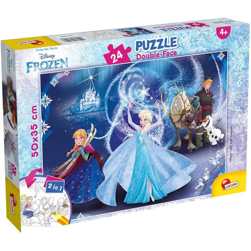 Végkiárusítás Jégvarázs 2 az 1-ben 24db-os puzzle és színező 50x35cm - Lisciani