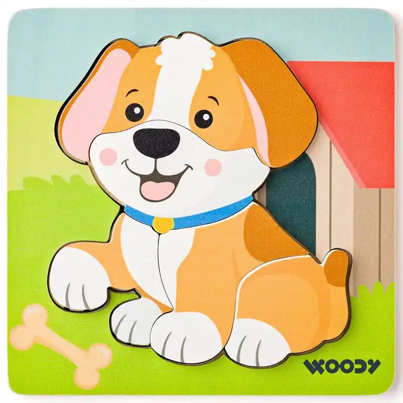 Fa kutyás 5db-os baba puzzle - Woodyland Kedvezményes ár