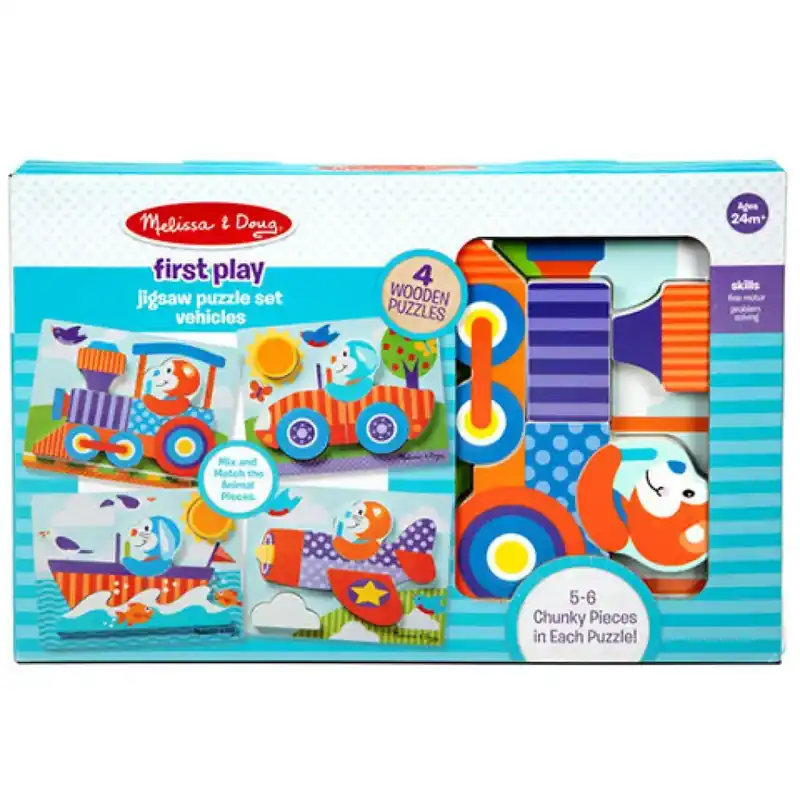 Szuper akció Járművek fa óriás puzzle - Melissa Doug