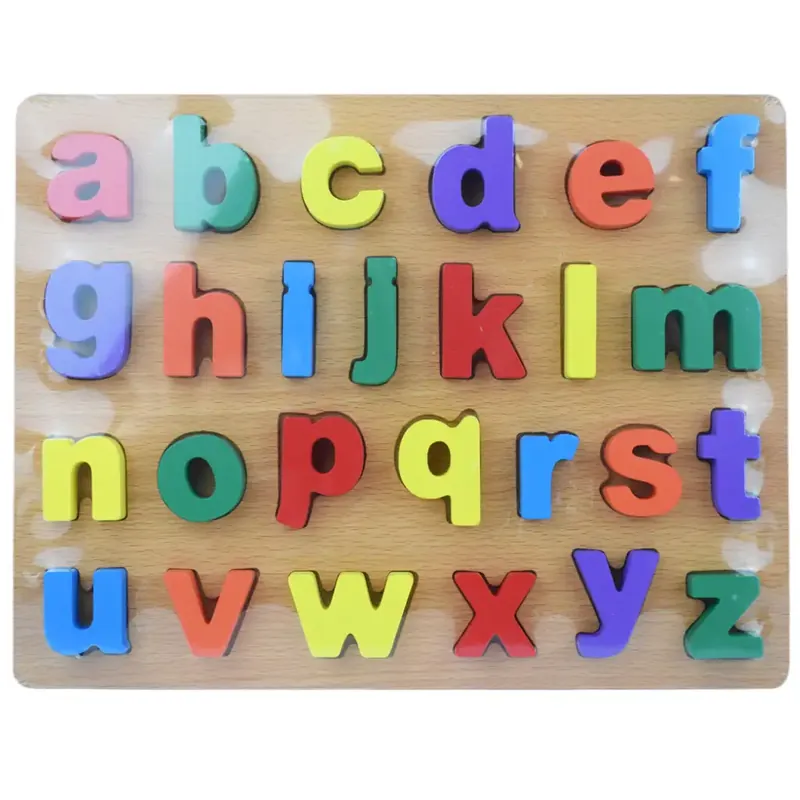 Prémium ABC színes fa kisbetű formakirakós 30x22cm