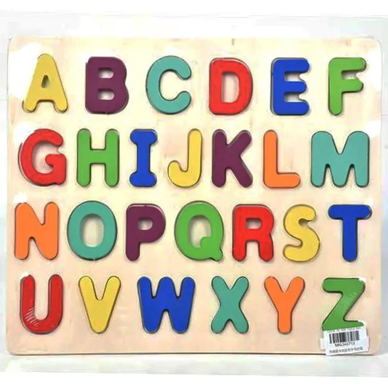 ABC nyomtatott nagybetűs formaillesztő színes fa puzzle 26db-os szett Expressz kézbesítés
