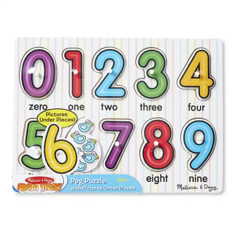Számok fa puzzle fogantyúval - Melissa Doug Árengedmény