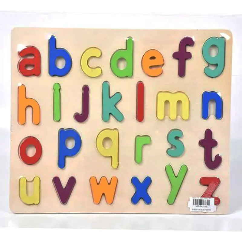 ABC írott kisbetűs formaillesztő színes fa puzzle 26db-os szett Szezonális akció