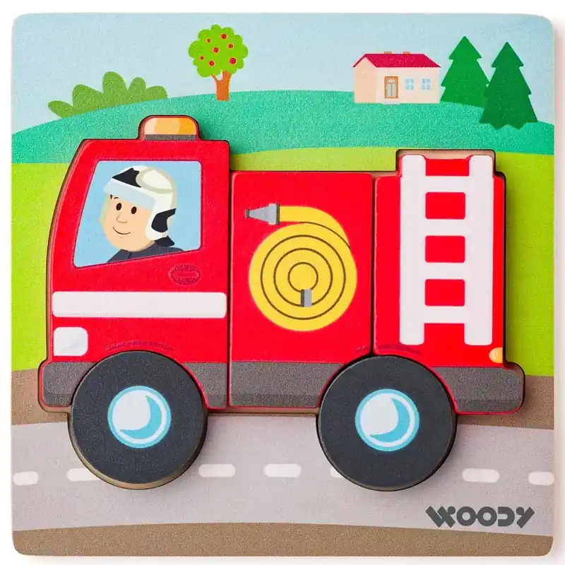 Fa tűzoltós 5db-os baba puzzle - Woodyland Szezonális akció