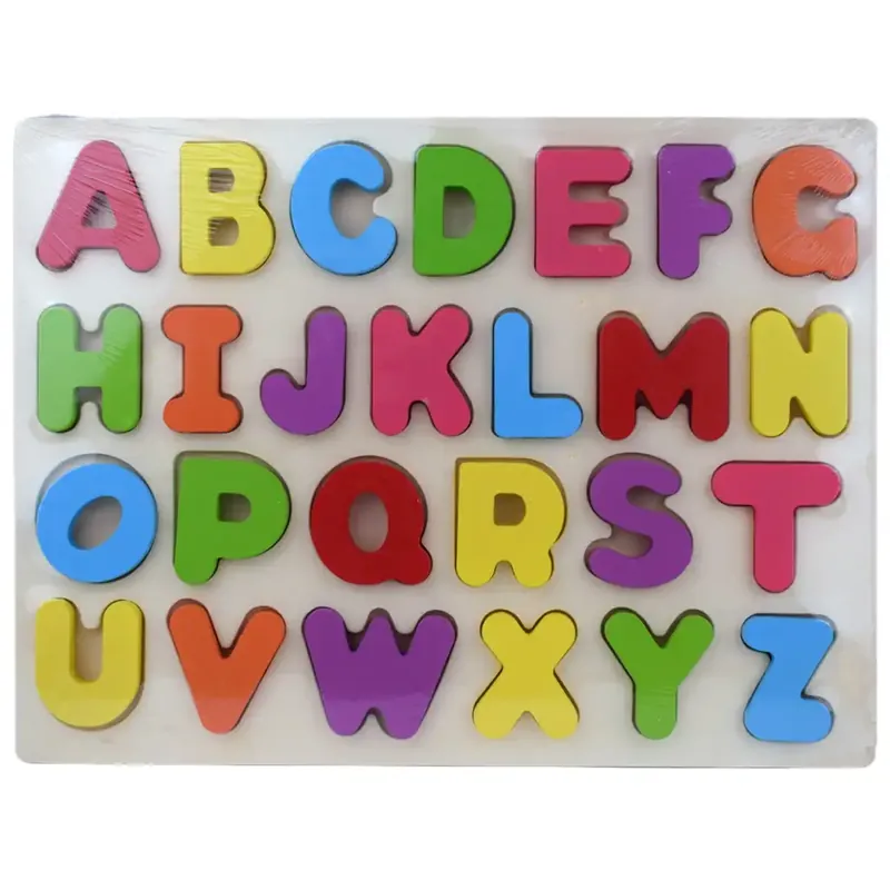 Szezonális akció ABC színes fa nagybetűk formakirakós 30x22,5cm