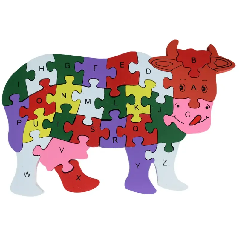 ABC - 123 tehén fa oktató puzzle Gyors kiszállítás