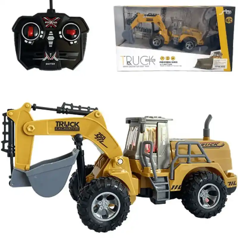 RC Távirányítós exkavátor markoló munkagép fényeffektekkel 1/30-as méretarányban 24cm Prémium