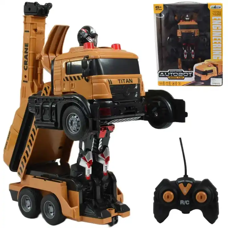 Biztonságos fizetés RC Távirányítós Autobot Titan robot átalakuló darus autó 27MHz 26cm