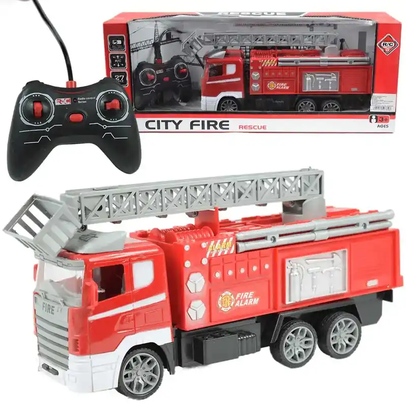Népszerű RC Távirányítós emelőkosaras tűzoltóautó fényeffektekkel 1/24-es méretarány 27MHz 30cm
