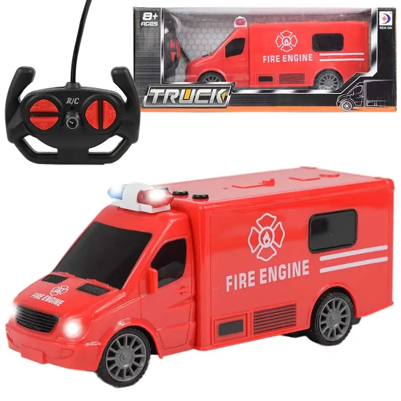 RC Távirányítós tűzoltóautó rohamkocsi fényeffektekkel 1/30-as méretarány 20cm Árcsökkenés