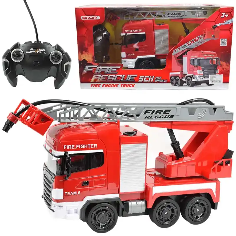 RC Távirányítós emelőkosaras tűzoltóautó vízágyúval 1/24-es méretarány 27 MHz 30cm Bestseller