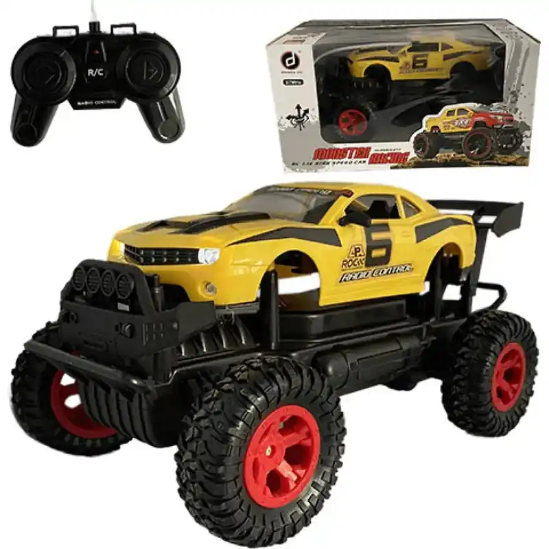 Szuper ajánlat RC Off-Road távirányítós sárga Camaro fénnyel 27 MHz 29cm 1/14-es méretarány