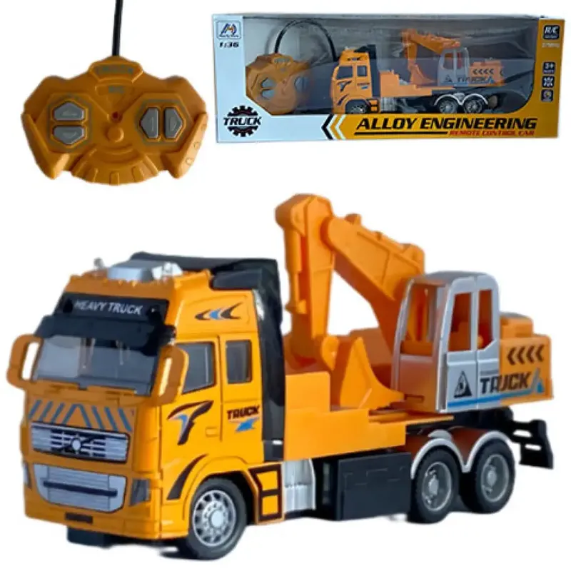 RC Távirányítós építőipari markoló vagy daruskocsi munkagép fénnyel kétféle változatban 27MHz 1/36-os méretarány 20cm Akció