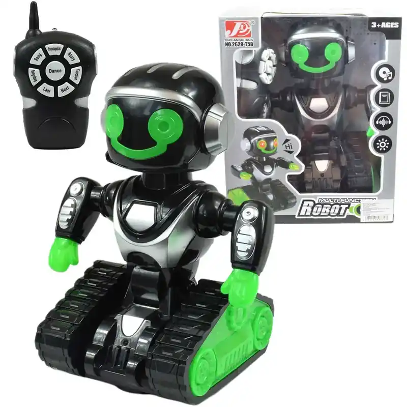 Expressz szállítás RC Interaktív távirányítós MacroBot fekete-zöld színben fénnyel és hanggal 20cm
