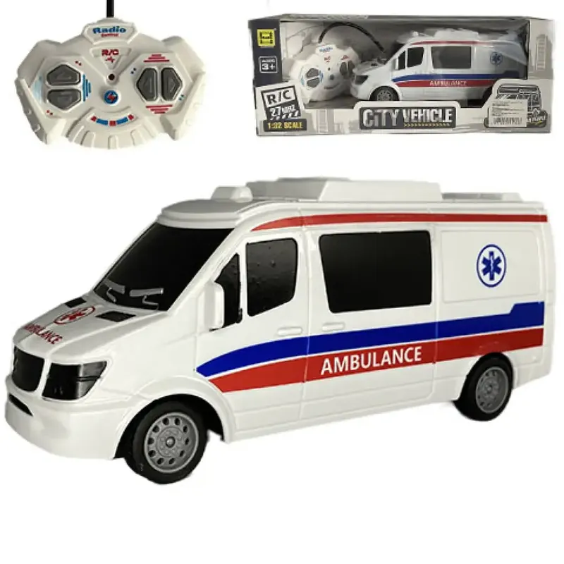 RC Távirányítós mentőautó fénnyel 27MHz 1/32-es méretarány 25cm Utolsó esély