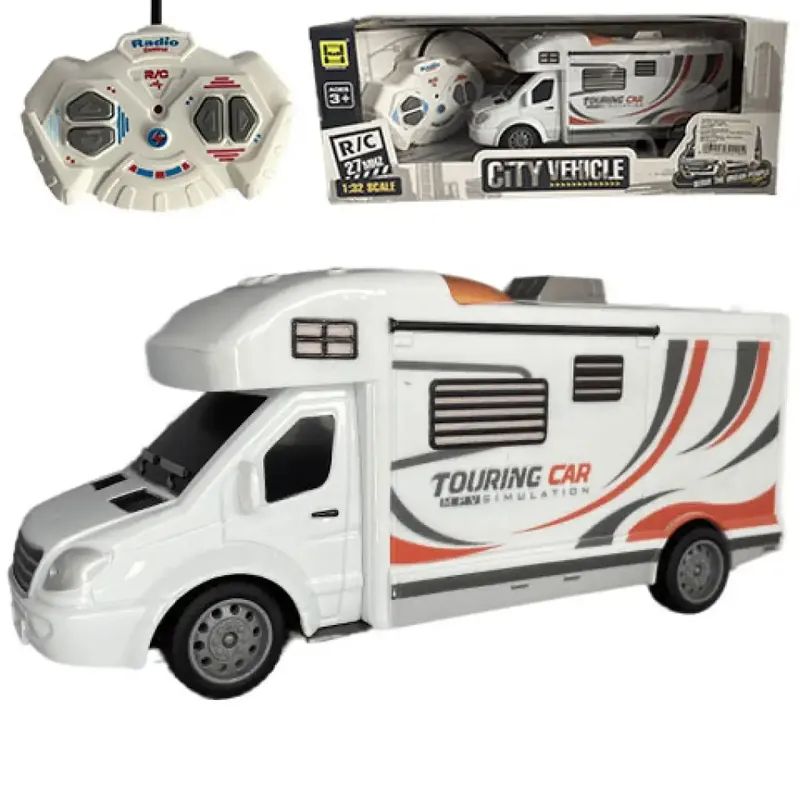Olcsó RC Távirányítós Touring Car lakóautó fénnyel 27MHz 1/32-es méretarány 25cm