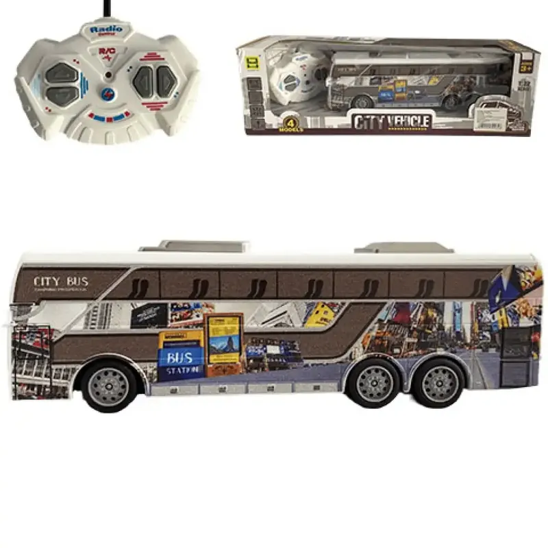 Vedd meg most RC Távirányítós Travel City Busz fénnyel 27MHz 1/32-es méretarány 25cm