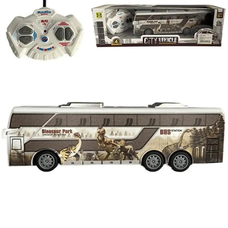 Kedvezményes ár RC Távirányítós Jurassic City Busz fénnyel 27MHz 1/32-es méretarány 25cm