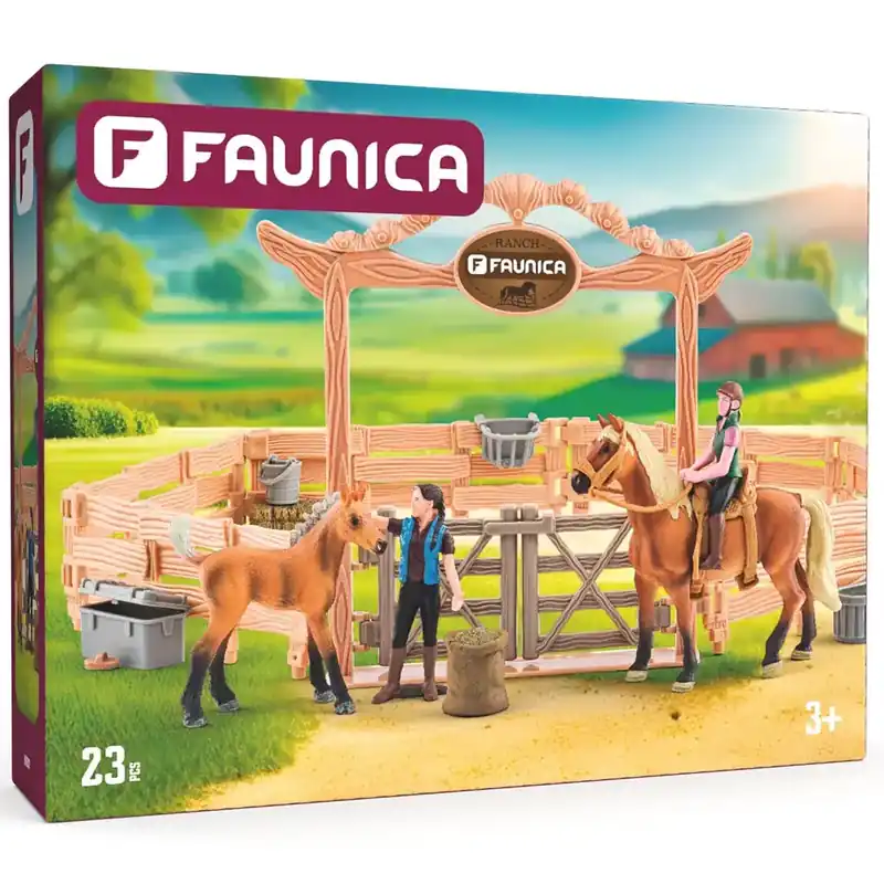 Faunica Lovarda lovakkal és lovasokkal 23db-os játékszett - Woodyland Rendeld meg most