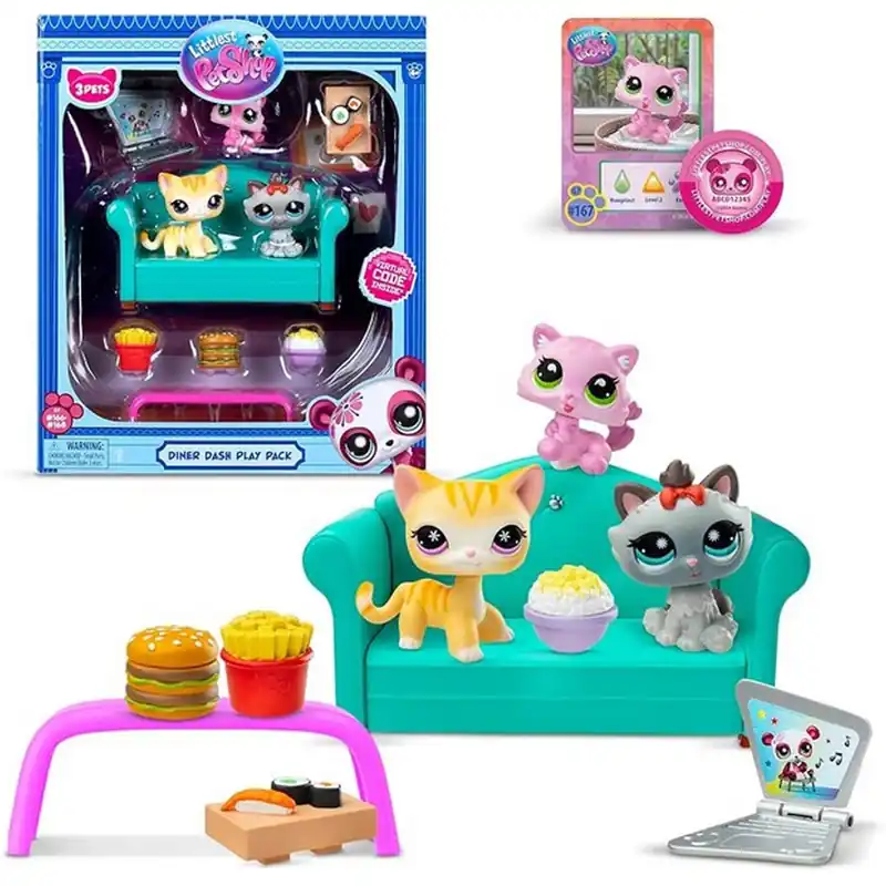 Ne maradj le Littlest Pet Shop Diner Dash 3db-os játékszett cica figurákkal