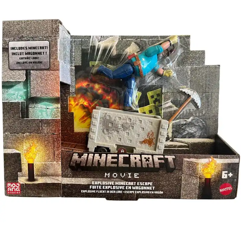 Biztonságos vásárlás Minecraft A Film - Steve és a bányakocsi játékszett - Mattel
