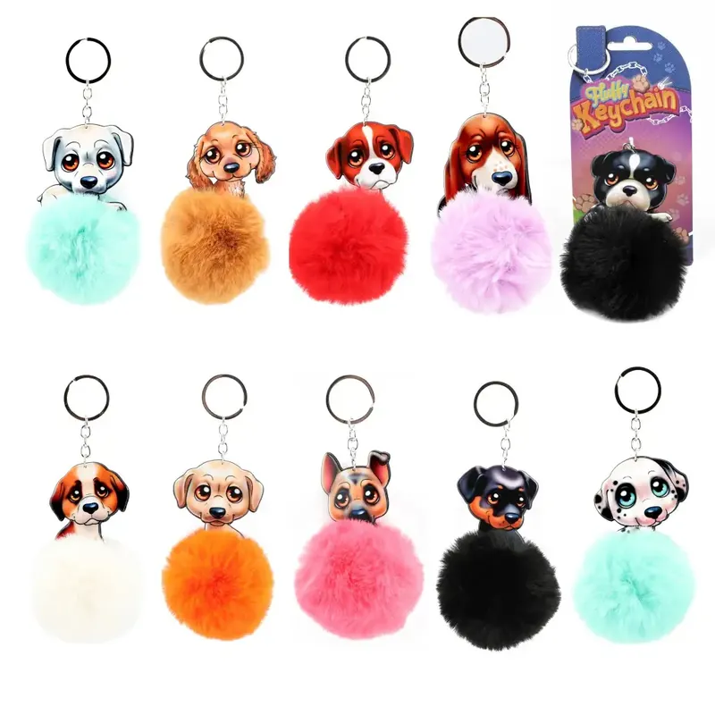 Kedvezményes ár Fluffy Pom-Pom kutyus kulcstartók több változatban 1db