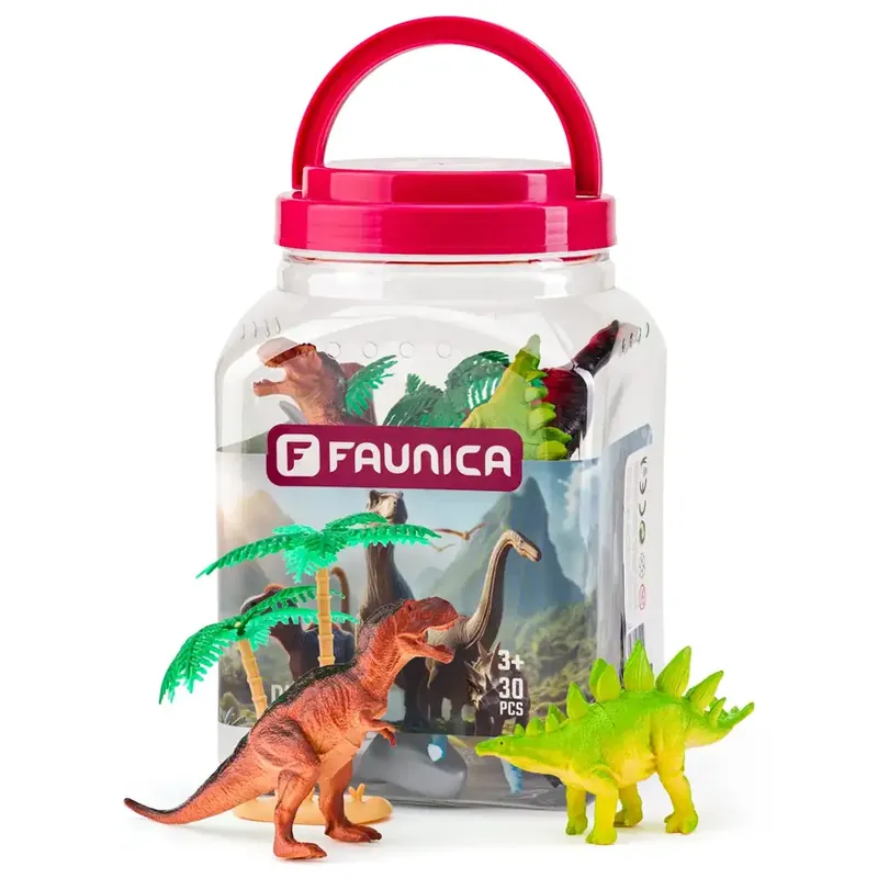 Biztonságos vásárlás Faunica Dinoszauruszok játékszett vödörben - Woodyland