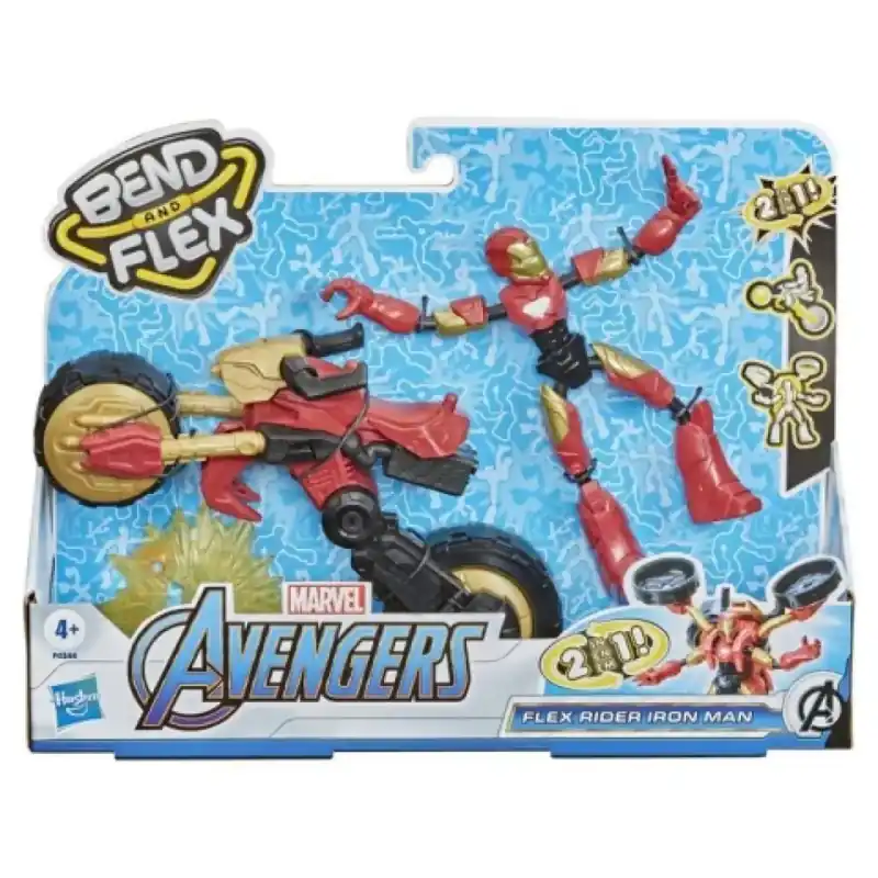 Újdonság Bosszúállók Bend and Flex Rider Vasember figura motorral - Hasbro
