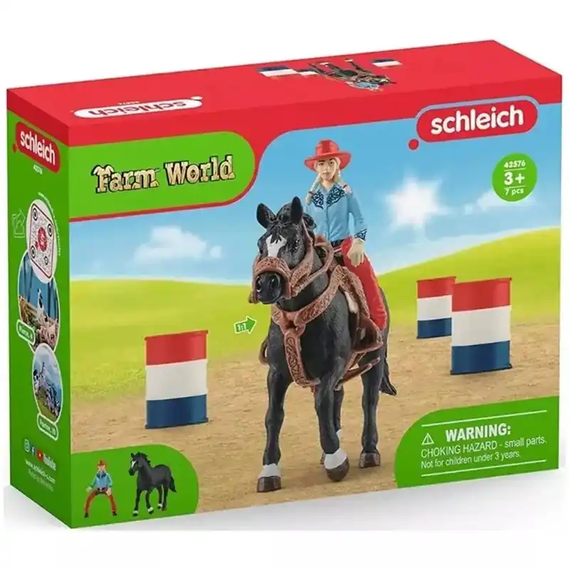 Azonnali szállítás Schleich Farm World - Hordóverseny cowgirllel játékszett (42576)