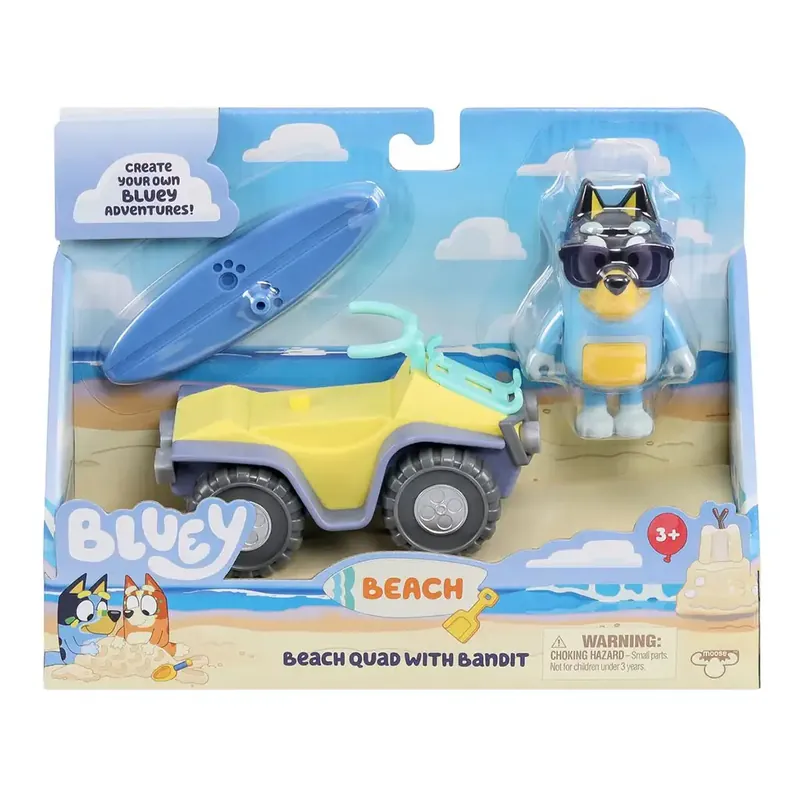 Akció Bluey Beach Quad játékszett Bandit figurával