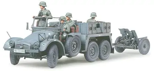 Tamiya Krupp Towing Truck w/37mm Pak katonai jármű makett Olcsó