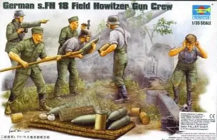 Legkelendőbb Trumpeter German Field Howitzer Gun Crew on firing figura készlet