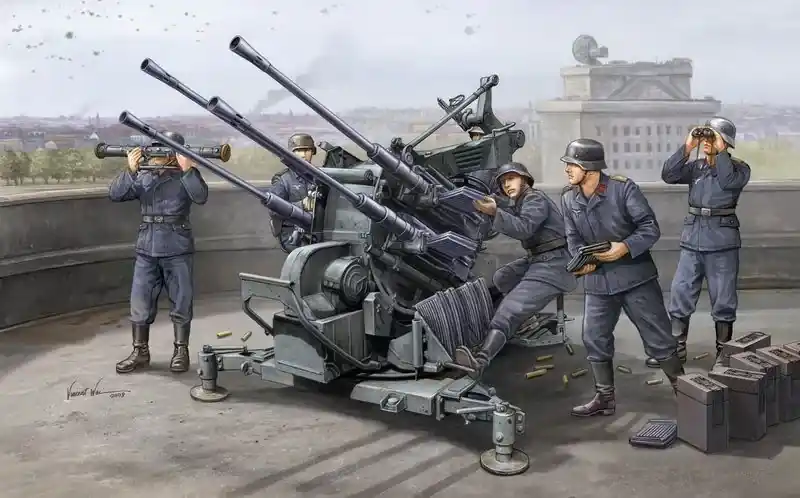 Trumpeter FLAK 38 (German 2.0cm anti-aircraft guns légvédelmi löveg makett Árcsökkenés