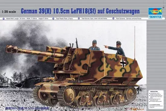 Azonnali szállítás Trumpeter PzKpfw 39(H) 10,5 cm LeFH18 (SFf) katonai jármű makett