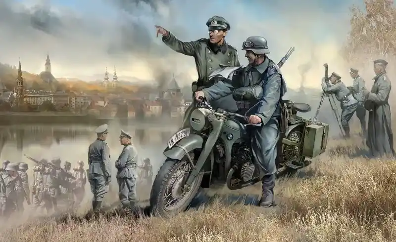 Gyors kiszállítás Zvezda German R-12 Heavy Motorcycle with rider and officer