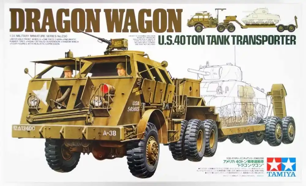 Tamiya U.S. 40 Ton Tank Transporte - Dragon Wagon harcjármű makett Újdonság
