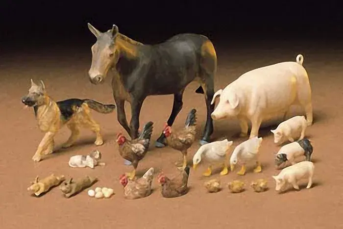 Szezonális akció Tamiya Livestock Set dioráma / makett kiegészítő