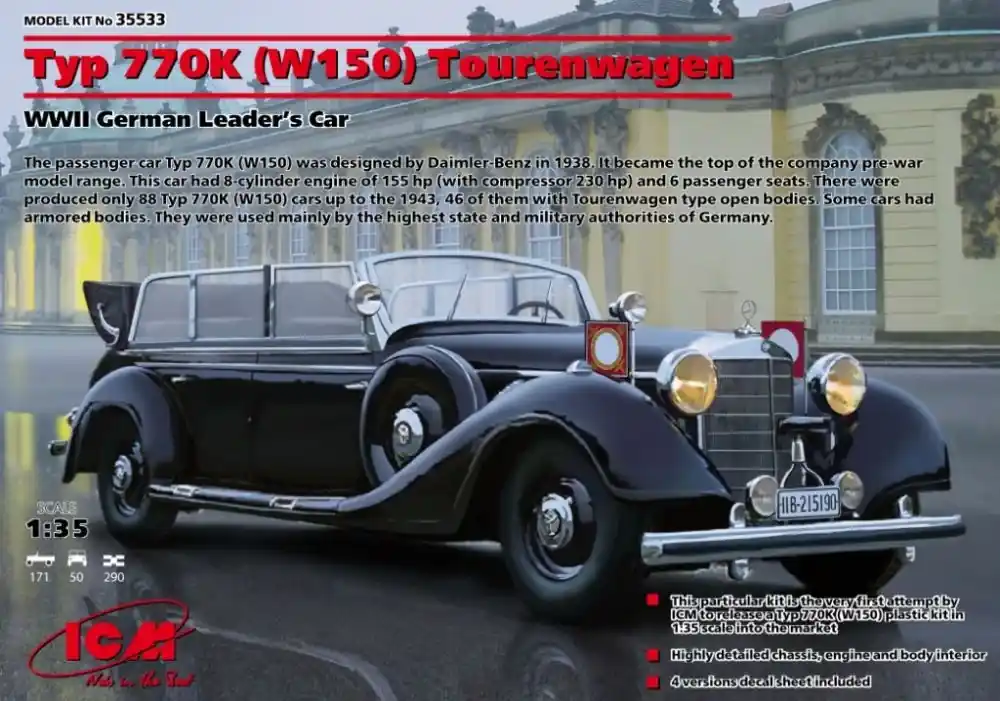 Különleges ajánlat ICM Mercedes-Benz 770K W150 Tourenwagen makett