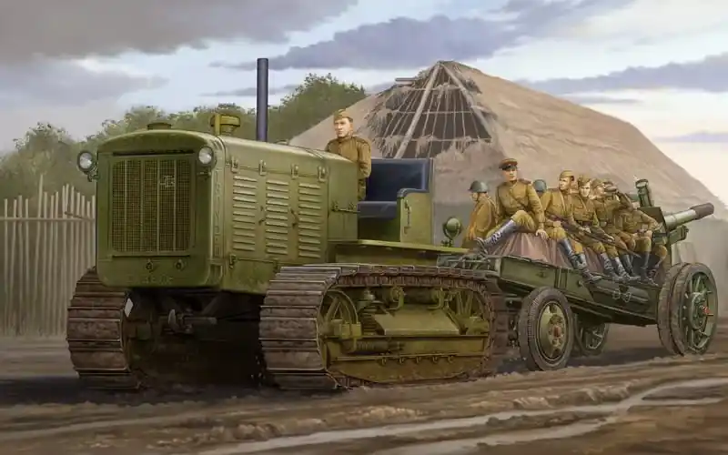 Biztonságos vásárlás Trumpeter Russian ChTZ S-65 Tractor katonai teherautó / vontató makett