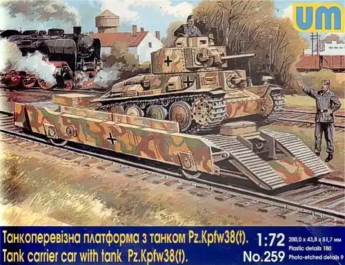 Alacsony ár Unimodels Tank carrier car with Pz.Kpfw. 38(t) makett