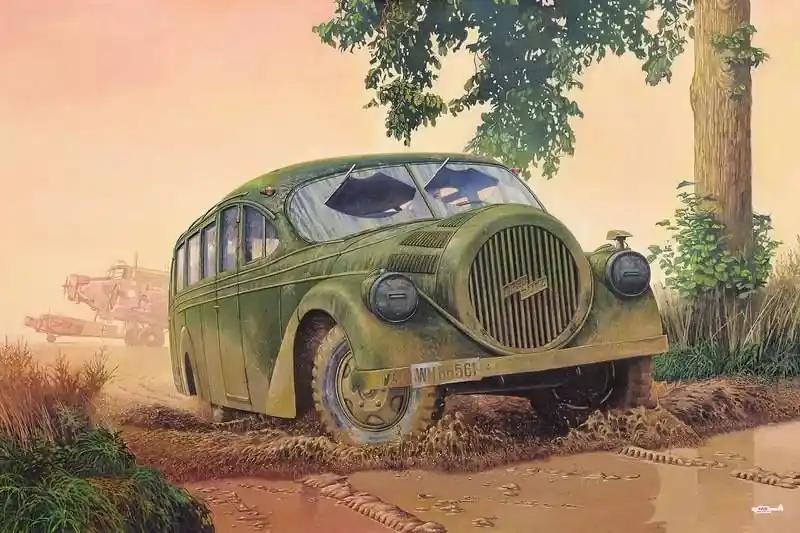 Árcsökkenés Roden Opel Blitzbus Ludewig "Aero"WWII service makett