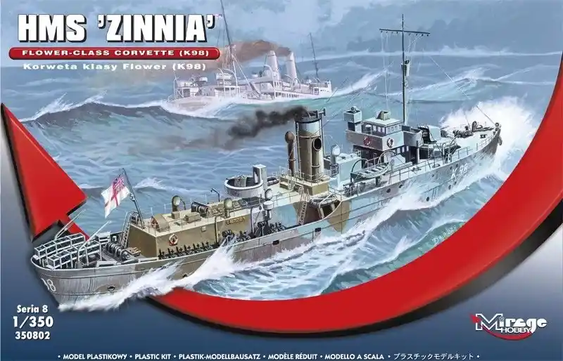Mirage HMS "Zinnia" Flower-Class Corvette K98 makett Gyors kiszállítás