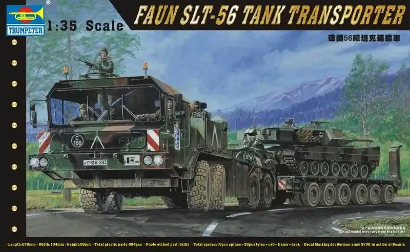 Legkelendőbb Trumpeter FAUN Elefant SLT-56 Panzer-Transporter katonai teherautó / vontató makett