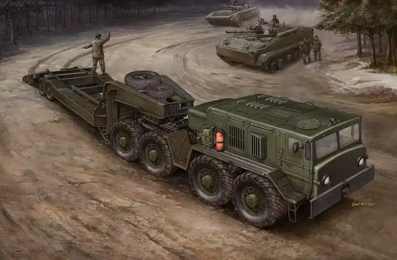 Szuper akció Trumpeter MAZ-537G Late Production katonai teherautó / vontató makett