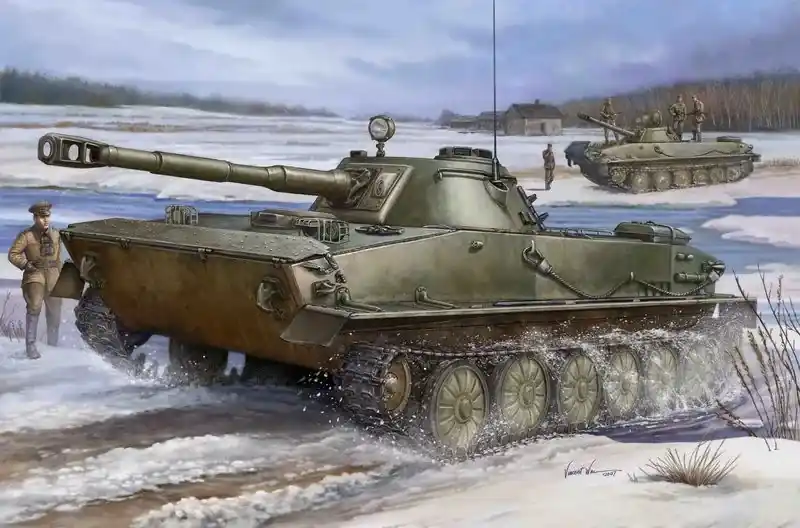 Árengedmény Trumpeter PT-76 Light Amphibious Tank harckocsi makett