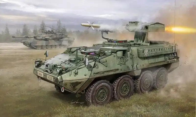 Trumpeter M1134 Stryker Anti Tank Guided Missile (ATGN) rakéta- / légvédelmi rendszer makett Kedvezményes ár