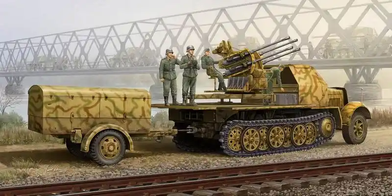 Trumpeter 2cm Flak 38 auf Selbstfahr. (Sd.Kfz.7/1 Late) harcjármű makett Ajánlat